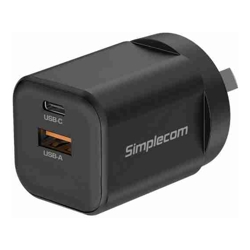 Simplecom CU235 Dual Port PD 35W Fast Wall Charger USB-C + USB-A for Phone Tablet