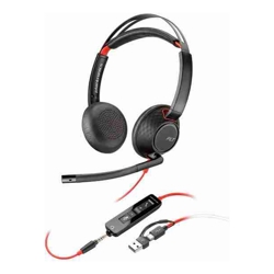 POLY BLACKWIRE 5220 STEREO USB -C HEADSET 3.5MM PLUG USB-C/ A ADAPTER - BOX DAMAGED