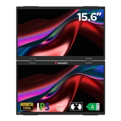 Verbatim 15.6" USB-C Full HD 1080p Dual Portable Monitor, HDMI, IPS