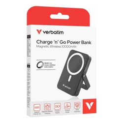 Verbatim Power Bank Magnetic Wireless 10,000mAh with Stand - Black