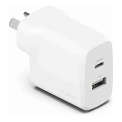Cygnett PowerPlus 32W Dual Port (20W USB-C + 12W USB-A) PD Fast Wall Charger-White(CY4772PDWCH),Palm-Size,Portable,Charge 2x Devices,2 Years Warranty