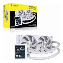 Corsair NAUTILUS II 240 RS LCD Liquid CPU Cooler - White, 240mm Rad, 3.5" LCD, FlowDrive 2S Pump, 420-2100 RPM, PWM, AM5/AM4 and LGA 1851/1700 Support