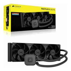 Corsair NAUTILUS II 360 RS Liquid CPU Cooler - Black, 360mm Rad, FlowDrive 2S Pump, 420-2100 RPM, PWM, Zero RPM Mode, AM5/AM4 and LGA 1851/1700Support