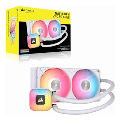 Corsair NAUTILUS II 240 RS ARGB Liquid CPU Cooler - White, 240mm Radiator, FlowDrive 2S Pump, 24 RGB LEDs, PWM, Zero RPM Mode, 5Yr Wty