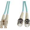 5m LC-ST OM4 Multimode Backwards compatible with OM3 Fibre Optic Duplex LSZH Patch Lead : 2mm Oversleeving | AQUA