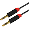 Astrotek 2m Stereo 3.5mm Flat Cable Male to Male Black with Red Mold - Audio Input Extension Auxiliary Car Cord