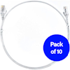 1m Cat6 Ultra Thin LSZH Pack of 10 Ethernet Network Cable. White