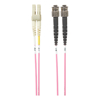 1m LC-ST OM4 Multimode Fibre Optic Cable: Salmon Pink