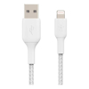 Belkin 1M USB-A to Lightning Cable, Braided Boost CHARGE,WHITE, 2 YRS
