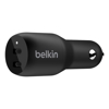 BELKIN 2 PORT CAR CHARGER, 18W USB-C (2) Fast CHARGE PD, BLK,2YR W $2500 CEW