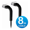UniFi Patch Cable 8m Black, Both End Bendable to 90 Degree, RJ45 Ethernet Cable, Cat6, Ultra-Thin 3mm Diameter