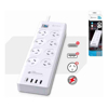 Sansai 8 Outlet 3*USB-A  1*USB-C Powerboard Master On/Off switch Surge and overload protected 1M 20W 220-240V 10A IV Retail box
