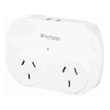 Verbatim Dual USB Surge Protected with Double Adaptor - White