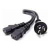 ALOGIC 2m Aus 3 Mains Plug to 2 X IEC C13 Y Splitter Cable - Male to 2 X Female Cable