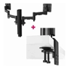 Atdec AWMS-2-4640 Dual 18.11" Monitor Arms on 15.75" Post and Heavy-Duty F Clamp Desk Fixing, Black