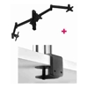 Atdec AWMS-3-13714 Triple 5.11" and 27.95" Monitor Arms on 15.75" Post and F Clamp Desk Fixing, Black