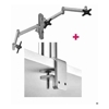 Atdec AWMS-3-13714 Triple 5.11" and 27.95" Monitor Arms on 15.75" Post and F Clamp Desk Fixing, Silver