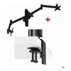 Atdec AWMS-3-13714 Triple 5.11" and 27.95" Monitor Arms on 15.75" Post and Heavy-Duty F Clamp Desk Fixing, Black