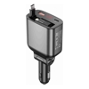 CHOETECH TC0033 105W USB-C+USB-A Fast car charger with Stretchable USB-C + Lightning cables