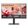 LG 27" QHD IPS Monitor, 2560x1440, HDR10, 99% sRGB, 75Hz, integrated power, adjustable stand (tilt/height/swivel/pivot), Flicker Safe  Reader Mode