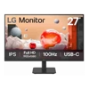 LG 27" IPS Full HD Monitor with 100Hz refresh rate, USB-C (65W PD), 3-side borderless design, Reader Mode, Flicker Safe, and tilt-adjustable stand