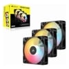 Corsair RS120-R ARGB 120mm PWM Reverse Fans Triple Pack - Black, 3x RGB Fans, 2100 RPM, 65.82 CFM, Static Pressure, Magnetic Dome Bearing, PWM Control