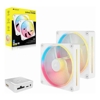 Corsair iCUE LINK LX140-R RGB 140mm PWM Reverse Fans Starter Kit Dual Pack -White: 90.6 CFM, 2000 RPM, 38.3 dBA, 0.45A, Static Pressure, Magnetic Dome