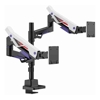 Brateck LDT95-C024UCP Atlas Neo Gaming Pole-Mounted Dual Monitor Arm with USB-A  USB-C Ports For most 24"~57" Monitors, Matte Black  White (New)