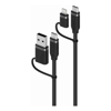 4-in-1 100W Silicone Flexible Universal Charging Cable 1.5m USB-C USB-A and Lightning - Black