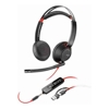 POLY BLACKWIRE 5220 STEREO USB -C HEADSET 3.5MM PLUG USB-C/ A ADAPTER - BOX DAMAGED