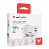 Verbatim 2 Port 35 Watt Portable GaN charger, 1 x USB-C PD 35w, 1x USB-A QC 3.0, Compact Design Apple, Android, Samsung, Google, Huawei, Oppo